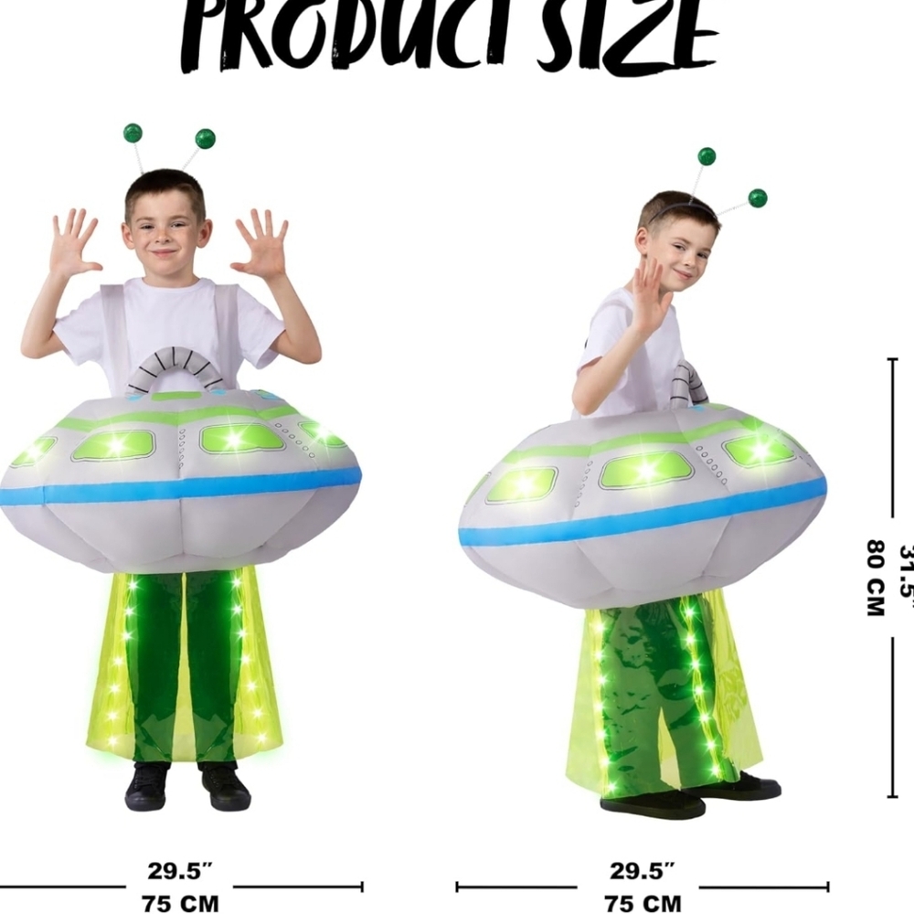 Light Up Spaceship Inflatable Halloween Costume Child Size Age 7-10yrs New - Picture 2 of 6